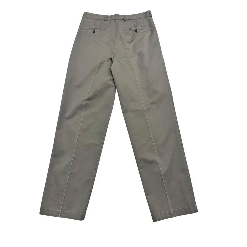 vtg Nordstrom 33x33 Taupe Chino Pants Pleated High Waisted Wide Leg Cotton